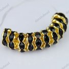 50X BLACK CRYSTAL GOLD SPACER LOOSE BEADS JEWELRY DIY FINDINGS WHOLESALE 8MM