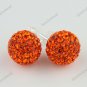 ORANGE SWAROVSKI CRYSTAL BALL 925 SILVER EARRINGS 10MM