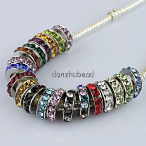 100X MIXED COLOR CRYSTAL EUROPEAN CHARM BEADS JEWELRY FINDINGS WHOLESALE 10MM
