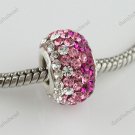 CLEAR PINK SWAROVSKI CRYSTAL 925 SILVER EUROPEAN BEAD