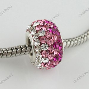 CLEAR PINK SWAROVSKI CRYSTAL 925 SILVER EUROPEAN BEAD
