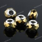 20X GOLD PLATED FACETED CRYSTAL GLASS EUROPEAN BIG HOLE CHARM BEADS WHOLESALE