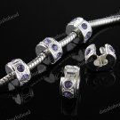 20X VOILET CRYSTAL EUROPEAN SILVER STOPPER CLIP CHARM BEADS FINDINGS WHOLESALE