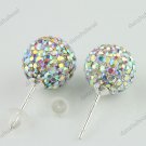 COLORFUL AB SWAROVSKI CRYSTAL 925 SILVER EARRINGS 10MM