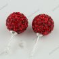 RED SWAROVSKI CRYSTAL BALL 925 SILVER EARRINGS 10MM