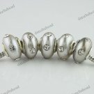 20X WHOLESALE CLEAR CRYSTAL GREY POLYMER CLAY EUROPEAN CHARM LOOSE BEADS