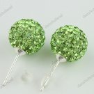 LIGHT GREEN SWAROVSKI CRYSTAL 925 SILVER EARRINGS 10MM