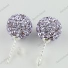 VOILET SWAROVSKI CRYSTAL BALL 925 SILVER EARRINGS 10MM