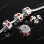20X RED CRYSTAL SILVER EUROPEAN STOPPER CLIP CHARM BEADS FINDING WHOLESALE 10MM