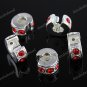 20X RED CRYSTAL SILVER EUROPEAN STOPPER CLIP CHARM BEADS FINDING WHOLESALE 10MM