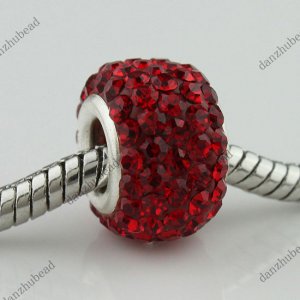1PC RED SWAROVSKI CRYSTAL TRUE 925 SILVER SQUARE EUROPEAN CHARM BEAD