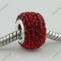1PC RED SWAROVSKI CRYSTAL TRUE 925 SILVER SQUARE EUROPEAN CHARM BEAD