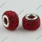 1PC RED SWAROVSKI CRYSTAL TRUE 925 SILVER SQUARE EUROPEAN CHARM BEAD