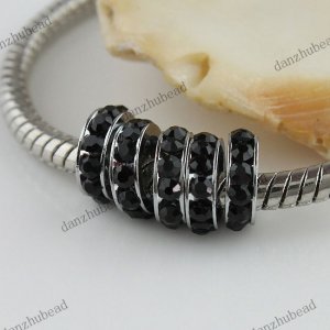 20X BLACK CRYSTAL SPACER EUROPEAN CHARM BEADS WHOLESALE JEWELRY FINDINGS 8MM