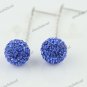 1 PAIR SAPPHIRE BLUE SWAROVSKI CRYSTAL TRUE 925 SILVER BALL DANGLE EARRINGS 10MM