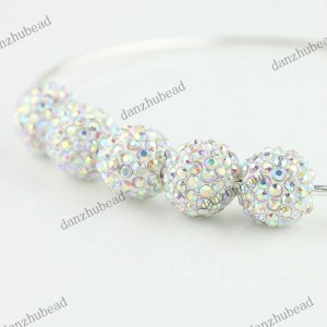 100X CLEAR AB CRYSTAL ALLOY DISCO BALL SPACER LOOSE BEADS WHOLESALE LOT 10MM