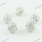 100X CLEAR AB CRYSTAL ALLOY DISCO BALL SPACER LOOSE BEADS WHOLESALE LOT 10MM
