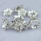 50X CLEAR CRYSTAL SILVER SPACER LOOSE BEADS JEWELRY FINDINGS WHOLESALE LOTS 8MM