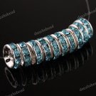 50PCS OCEAN BLUE CRYSTAL SILVER SPACER LOOSE BEADS FINDINGS WHOLESALE 10MM