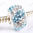 DOUBLE OCEAN BLUE SWAROVSKI CRYSTAL 925 SILVER BEAD