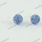 1 PAIR LIGHT BLUE SWAROVSKI CRYSTAL TRUE 925 SILVER BALL STUD EARRINGS 8MM