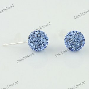1 PAIR LIGHT BLUE SWAROVSKI CRYSTAL TRUE 925 SILVER BALL STUD EARRINGS 8MM