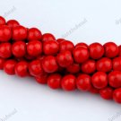 8MM FIRE RED TURQUOISE HOWLITE ROUND BALL LOOSE BEADS FINIDINGS STRAND
