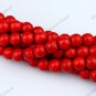8MM FIRE RED TURQUOISE HOWLITE ROUND BALL LOOSE BEADS FINIDINGS STRAND