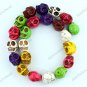 14X18MM MULTICOLOR HOWLITE TURQUOISE SKULL LOOSE BEADS STRAND