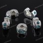 20X PEACOCK BLUE CRYSTAL EUROPEAN STOPPER CLIP CHARM BEADS FINDINGS WHOLESALE