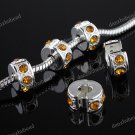 20X GOLDEN CRYSTAL EUROPEAN SILVER STOPPER CLIP CHARM BEADS FINDINGS WHOLESALE