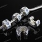 20X LIGHT BLUE CRYSTAL EUROPEAN SILVER STOPPER CLIP CHARM BEADS FINDINGS