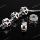 20X COFFEE CRYSTAL EUROPEAN SILVER STOPPER CLIP CHARM BEADS FINDINGS WHOLESALE