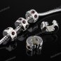 20X DARK RED CRYSTAL EUROPEAN SILVER STOPPER CLIP CHARM BEADS FINDINGS WHOLESALE