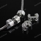 20X SILVER LOVE EUROPEAN STOPPER CLIP/LOCKS CHARM BEADS FINDINGS WHOLESALE 6X9MM
