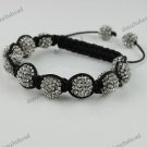 ADJUSTABLE MACRAME CLEAR CRYSTAL DISCO BALL BRACELET