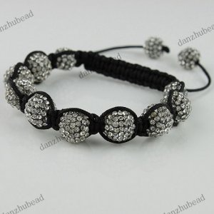 ADJUSTABLE MACRAME CLEAR CRYSTAL DISCO BALL BRACELET