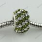 OLIVE DIAGONAL SWAROVSKI CRYSTAL 925 SILVER CHARM BEAD