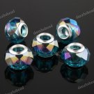 100X PEACOCK BLUE AB FACETED CRYSTAL GLASS EUROPEAN BEADS WHOLESALE FINDINGS