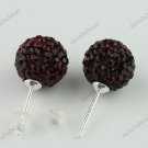DEEP RED SWAROVSKI CRYSTAL 925 SILVER EARRINGS 10MM