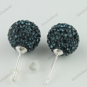 MIDNIGHTBLUE SWAROVSKI CRYSTAL 925 SILVER EARRINGS 10MM
