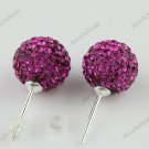 MAGENTA SWAROVSKI CRYSTAL BALL 925 SILVER EARRINGS 10MM