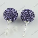 LAVENDER SWAROVSKI CRYSTAL 925 SILVER EARRINGS 10MM