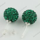 DEEP GREEN SWAROVSKI CRYSTAL 925 SILVER EARRINGS 10MM