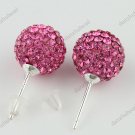 ROSE SWAROVSKI CRYSTAL BALL 925 SILVER EARRINGS 10MM