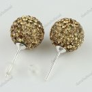 LIGHT GOLDEN SWAROVSKI CRYSTAL 925 SILVER EARRINGS 10MM