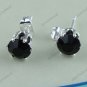 1 PAIR BLACK CRYSTAL RHINESTONE  BALL STUD FASHION EARRING 6 MM