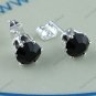 1 PAIR BLACK CRYSTAL RHINESTONE  BALL STUD FASHION EARRING 6 MM