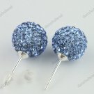 LIGHT BLUE SWAROVSKI CRYSTAL 925 SILVER EARRINGS 10MM