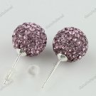 LIGHT PURPLE SWAROVSKI CRYSTAL 925 SILVER EARRINGS 10MM